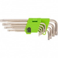 Набор ключей имбусовых Tamper-Torx , 9 шт: ТТ10-ТТ50.45x, закаленные, удлиненные, никель Сибртех